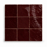 Burgundy Red Handcrafted Moroccan 4×4 Zellige Tile