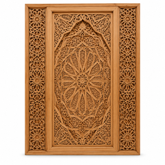 Moroccan Cedar Wood Panel – Pierced Medallion & Floral Lacework