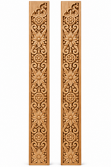 Moroccan Cedar Wood Floral Scroll Pilaster Panels – Set of 2