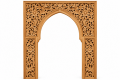 Moroccan Cedar Wood Carved Arch Doorway Frame