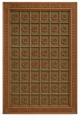 Moroccan Cedar Wood Coffered Ceiling Panel – Daisy Rosette Grid & Sage Green Lacquer