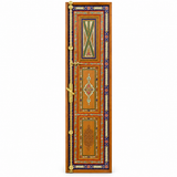 Moroccan Vintage Hand-Painted Orange Riad Window | Floral & Geometric Decor with Brass Hardware