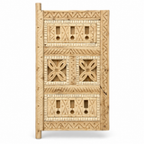 Handmade Moroccan Berber Carved Wooden Window | Atlas Mountain Geometric Design