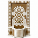 Handmade Moroccan Mosaic Wall Fountain | Horseshoe Arch Design with Solid Brass Faucet