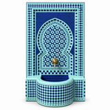 Handmade Moroccan Mosaic Wall Fountain | Horseshoe Arch Design with Solid Brass Faucet