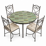 Zellige Mosaic Round Dining Table – Hand-Forged Iron Base | Made to Order