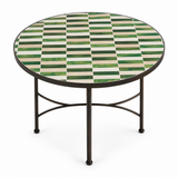 Zellige Mosaic Round Dining Table – Hand-Forged Iron Base | Made to Order