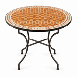 Zellige Mosaic Round Dining Table – Honey & Amber | Hand-Forged Iron Base