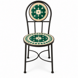 Emerald Green Zellige Mosaic Oval Dining Table — Basketweave & Ivory Diamond Border