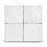 White Handcrafted Moroccan 4×4 Zellige Tile