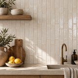 Natural White Handcrafted Moroccan 2×6 Zellige Tile