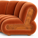 Curved Rust Velvet Modular Sectional Sofa