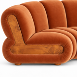 Curved Rust Velvet Modular Sectional Sofa