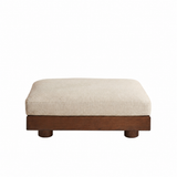 Minimalist Walnut & Linen Ottoman