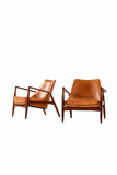 Classic Retro Leather Accent Chair Set