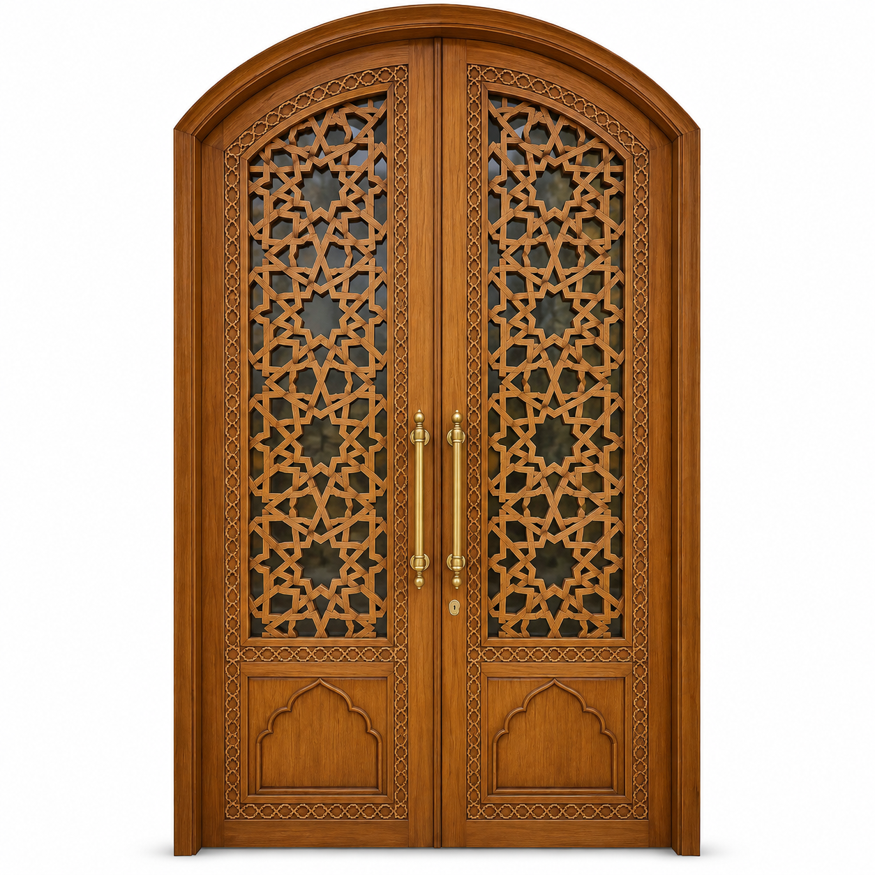 Moroccan Style Double Arched Door – Geometric Jali Lattice