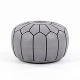 Handcrafted Moroccan Grey Leather Pouf