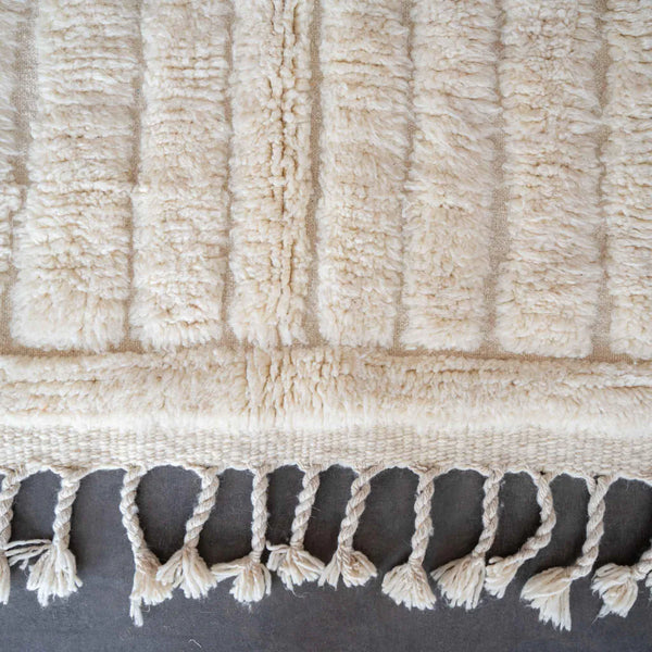 Ivory Ribbed Plush Moroccan Rug