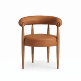 Curved Leather Dining Chair