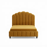 Scalloped Velvet Upholstered Bed