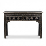 Hand-Etched Silver & Black Console