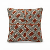 Geometric Terracotta Embroidered Square Accent Pillow
