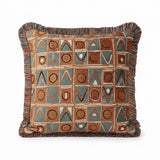 Earth Tone Geometric Fringed Throw Pillow