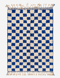 Plush Blue Checkered Moroccan Rug