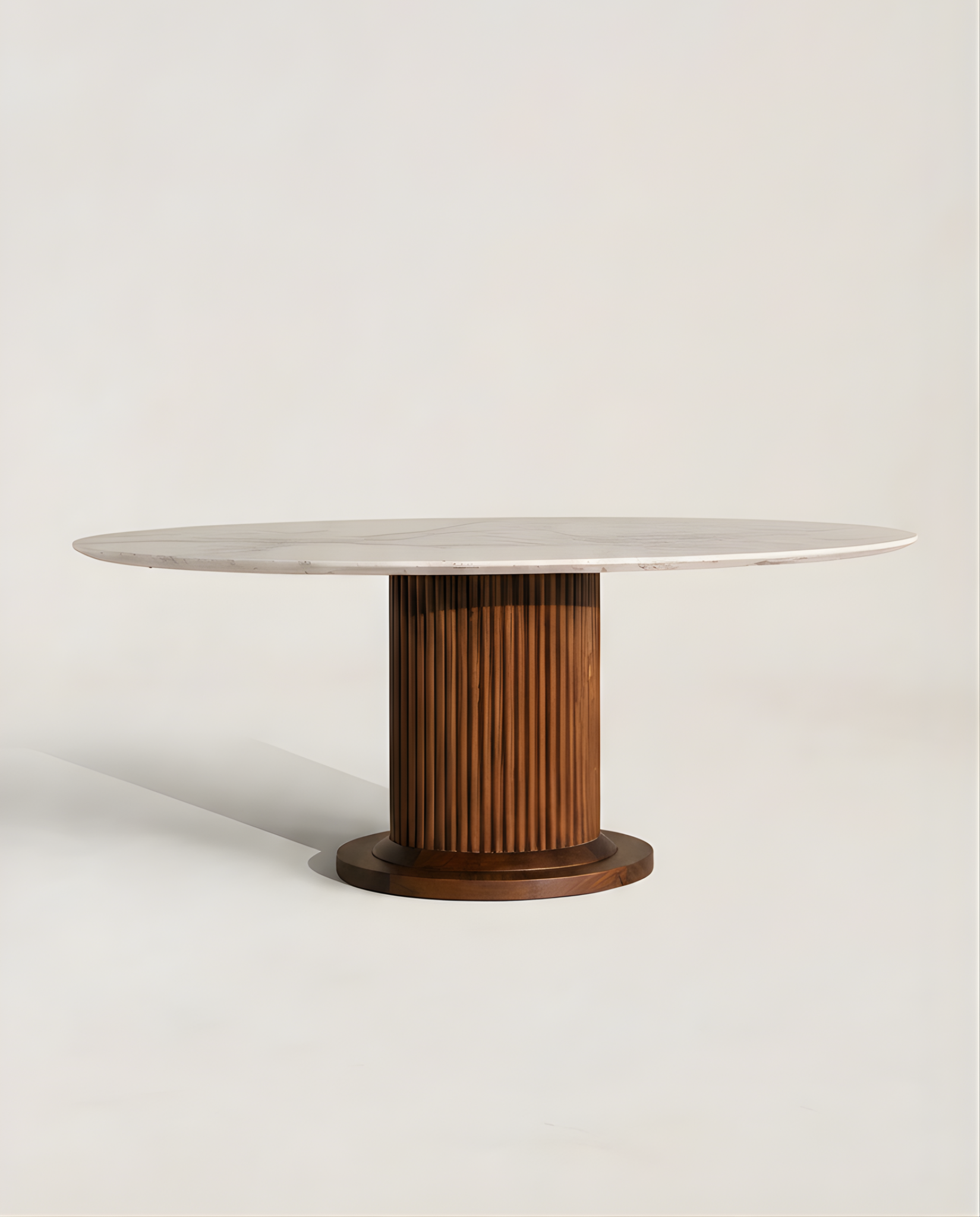 Fluted Marble Pedestal Dining Table