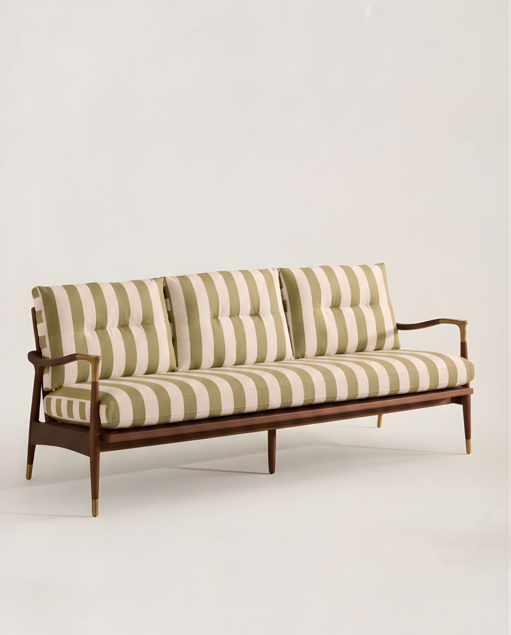 Mid-Century Striped Walnut Sofa