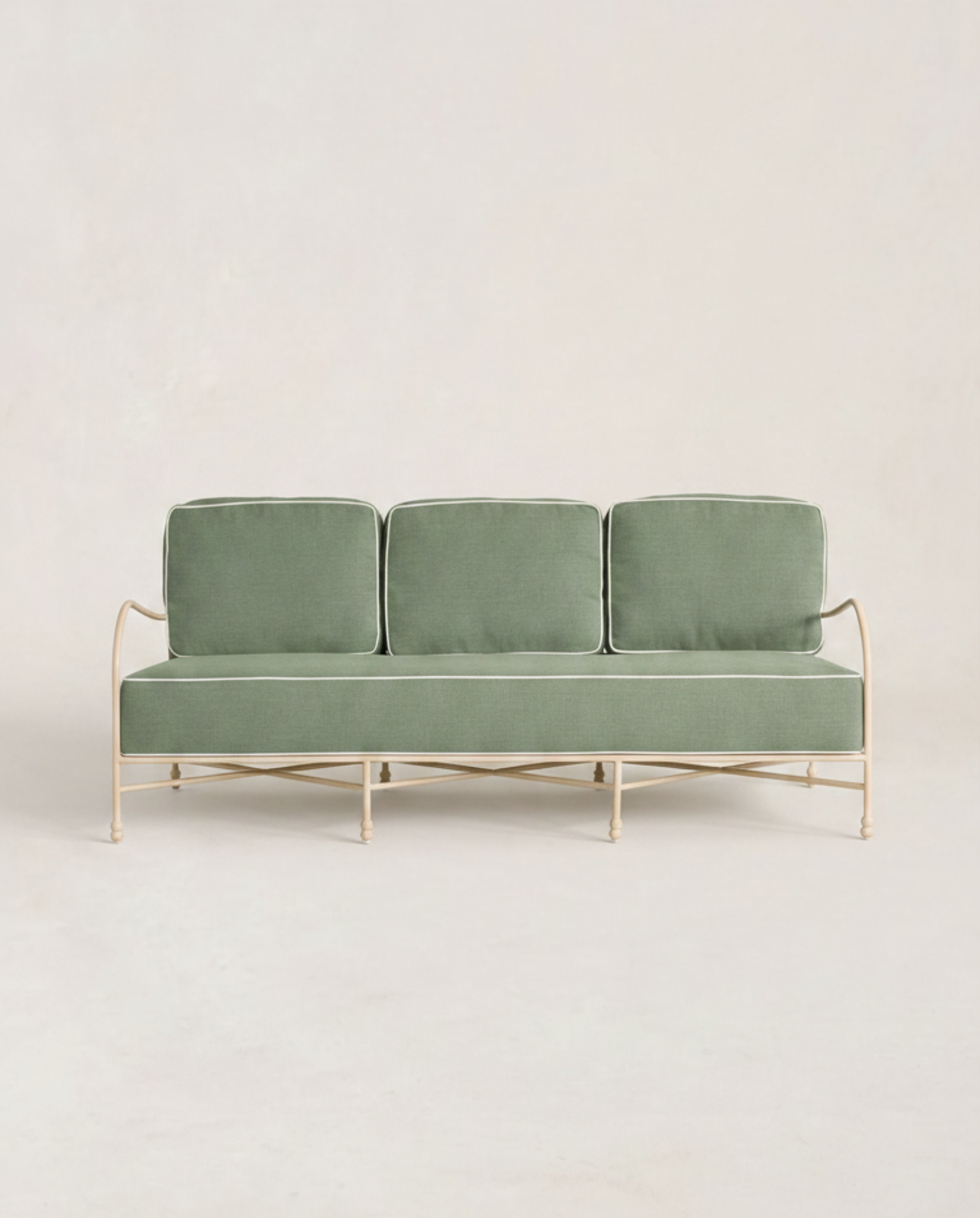 Sage Linen Wrought Iron Sofa