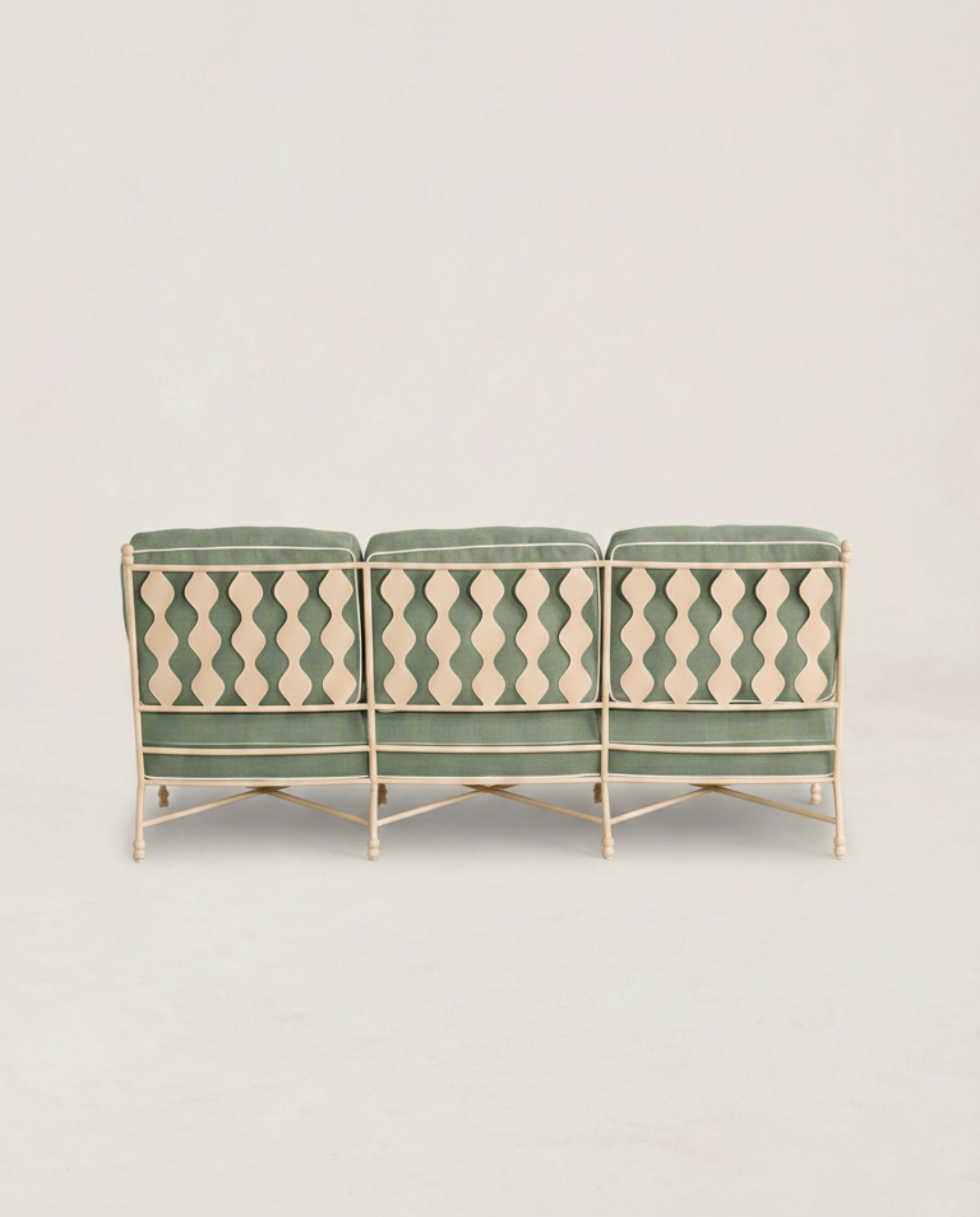 Sage Linen Wrought Iron Sofa