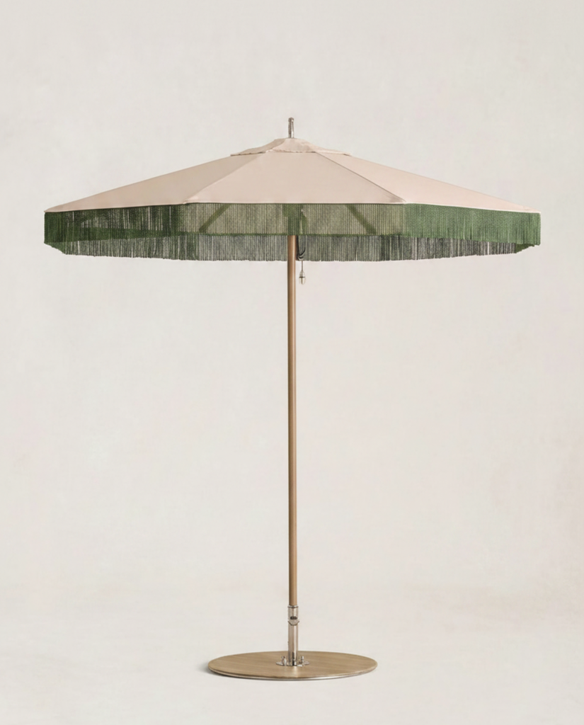 cream colored patio umbrella Beige 9ft Remote Control so you can focus on staying dry and comfortable Patiowell 9ft Electric Patio Umbrella