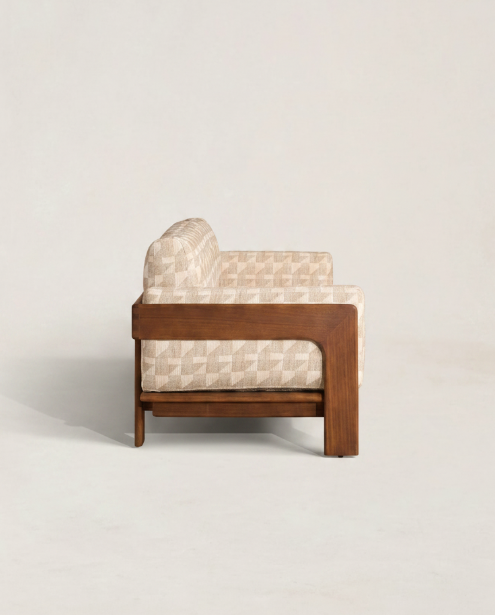 Mid-Century Patterned Timber Sofa