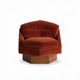 Rust Velvet Hexagonal Swivel Accent Chair
