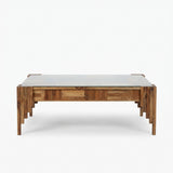 Inlaid Wood Glass Coffee Table