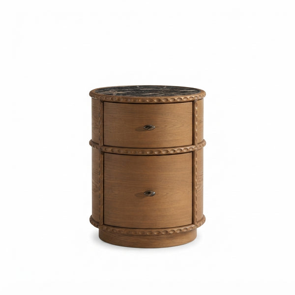 Curved Marble Oak Nightstand