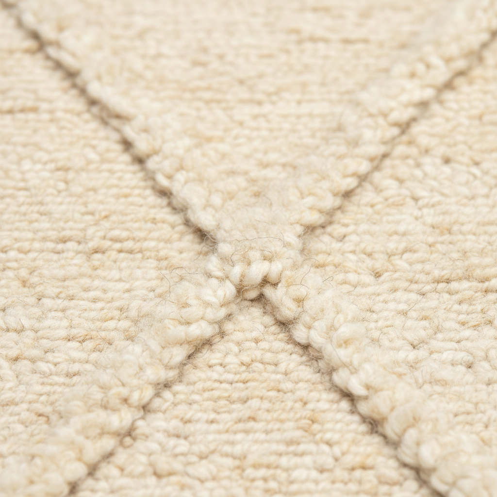 Cream Diamond Rug - Wool Texture