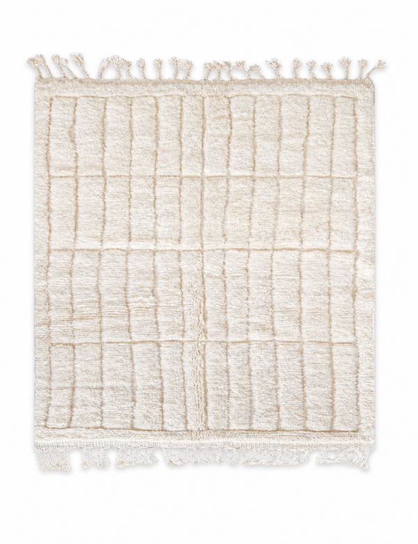 Ivory Ribbed Plush Moroccan Rug
