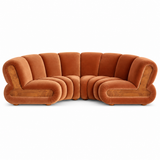 Curved Rust Velvet Modular Sectional Sofa