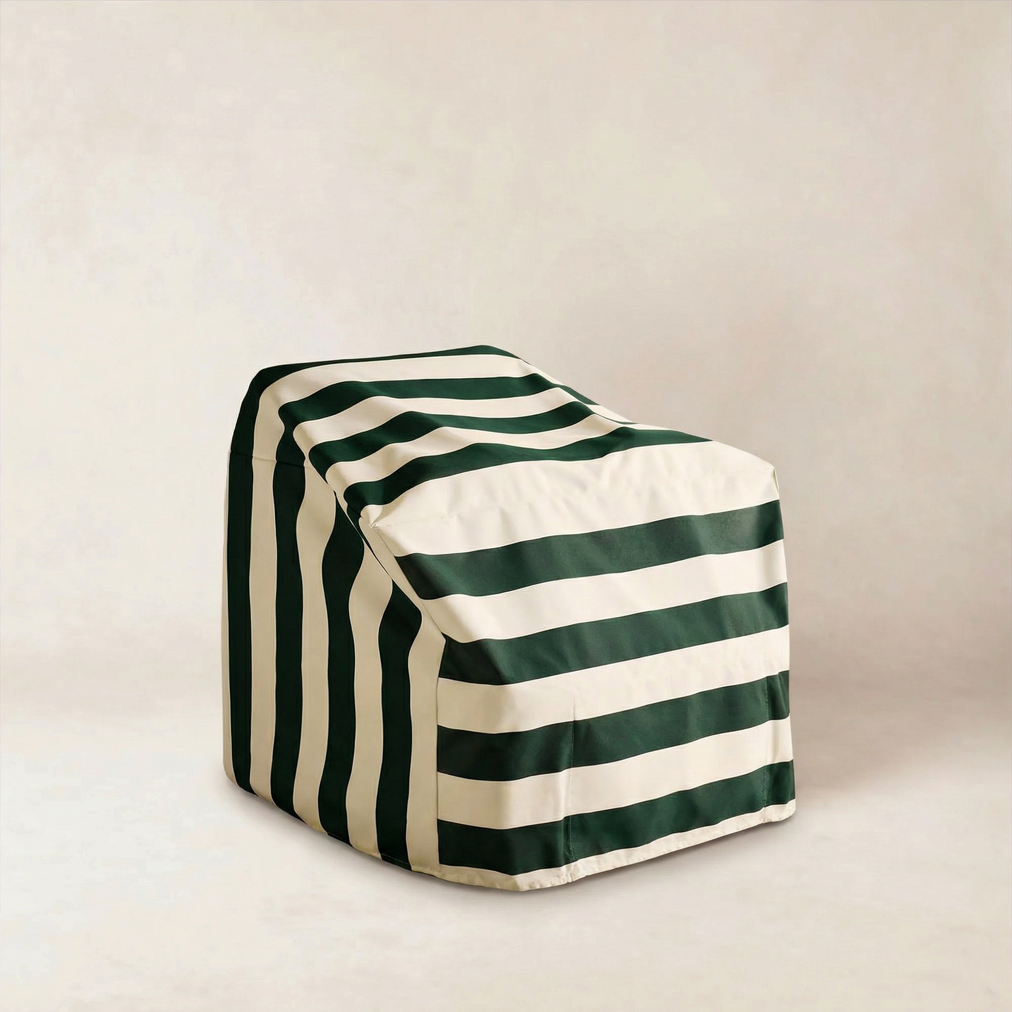 Forest Green Striped Lounge Chair