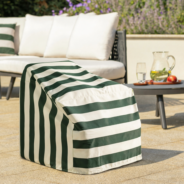 Forest Green Striped Lounge Chair