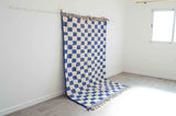 Plush Blue Checkered Moroccan Rug