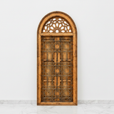 Moroccan arched window flat lay on white marble - studio product shot