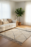 Minimalist Cream Trellis Berber Rug Lifestyle