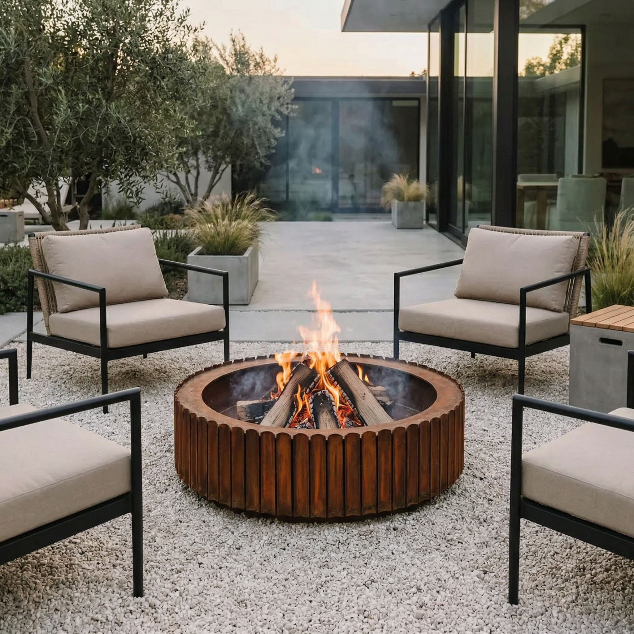 Fluted Iron Circular Fire Pit