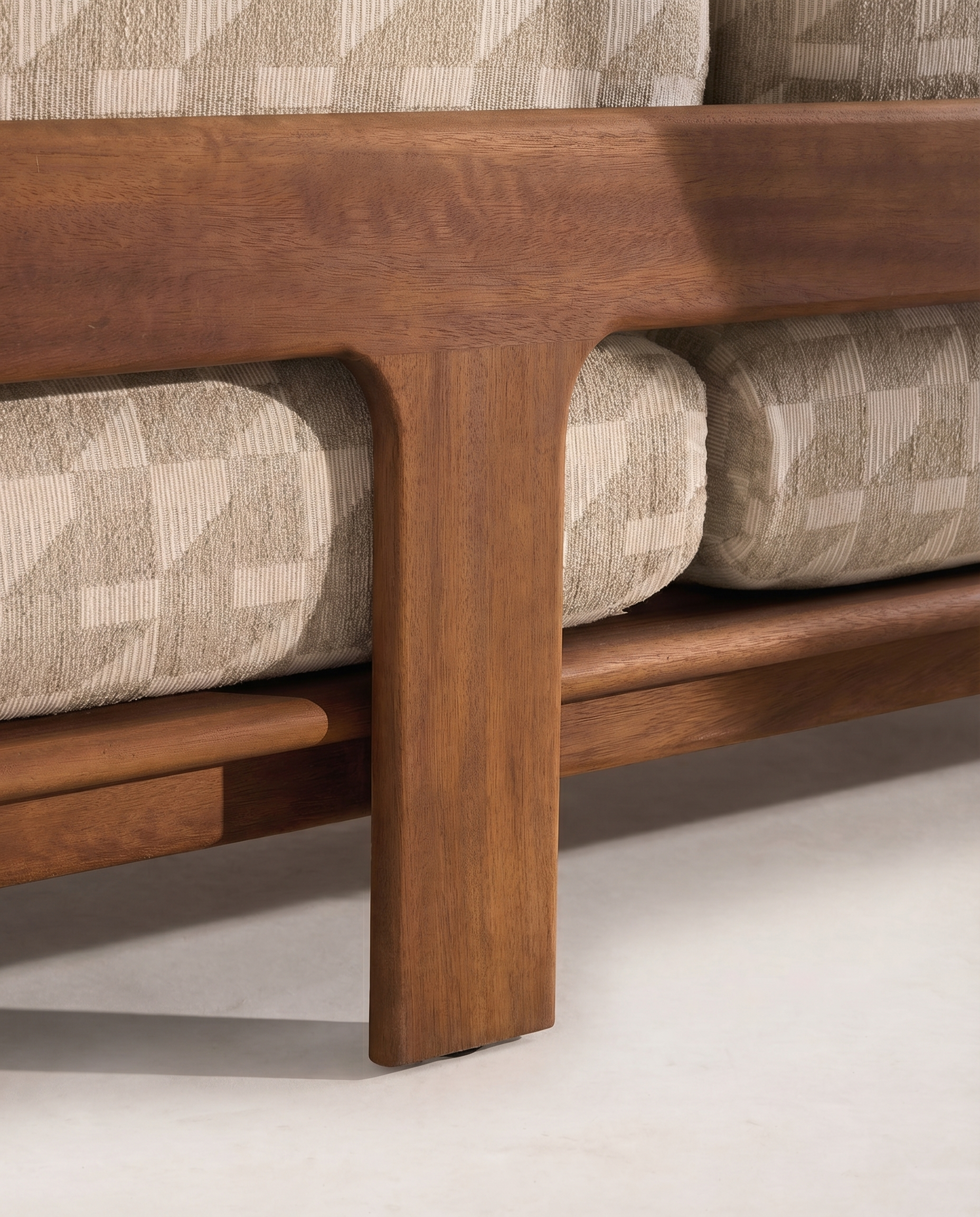 Mid-Century Patterned Timber Sofa