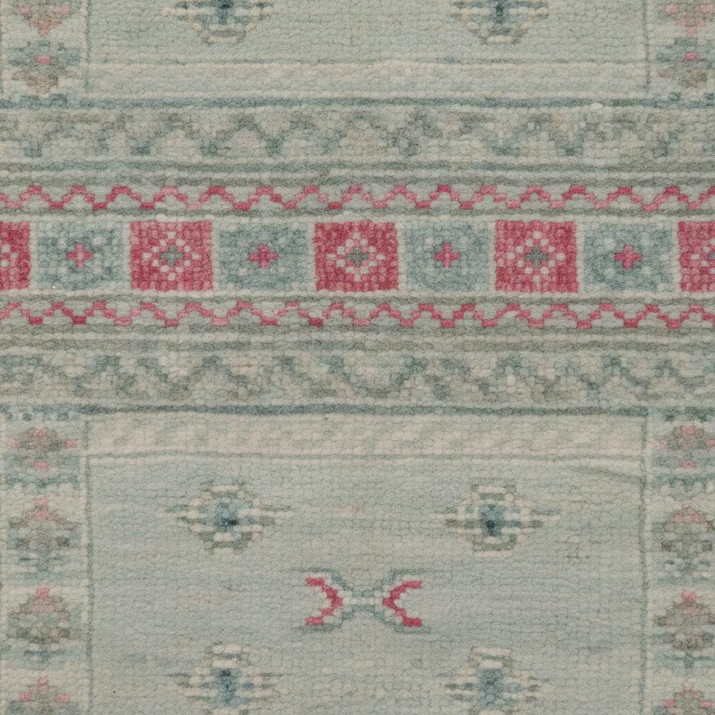 Teal Tribal Rug - Border Detail