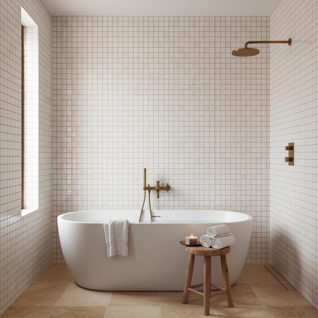 White Zellige 2×2 — Bathroom