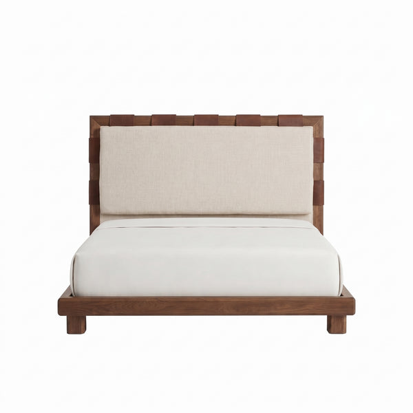 Leather Strap Modern Platform Bed